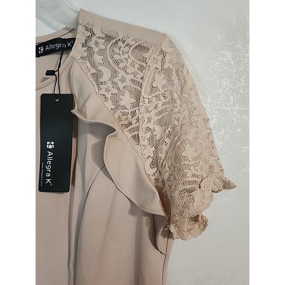 Allegra K Dress Hourglass Flare Zip Closure Back Lace Short Sleeve Sz Large NEW - Picture 5 of 10